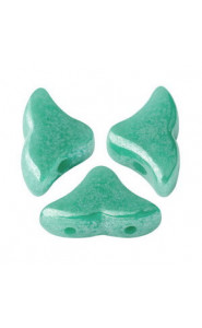 Les perles par Puca® Hélios beads Opaque green turquoise luster 63130/14400